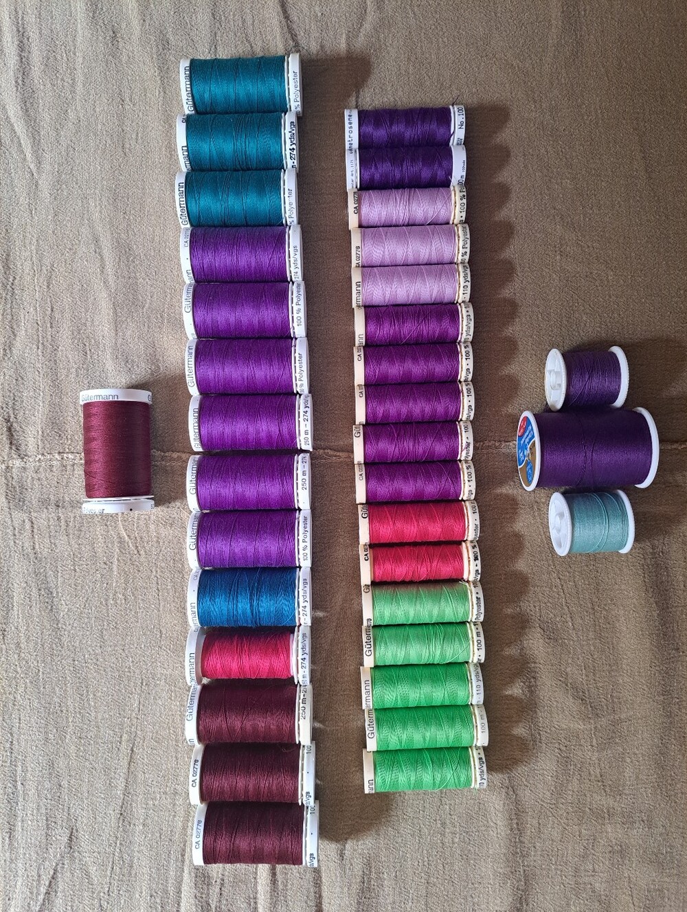 Gütermann 35-Piece Sewing Thread Lot + Mettler, Coats & Clark, Assorted Colours